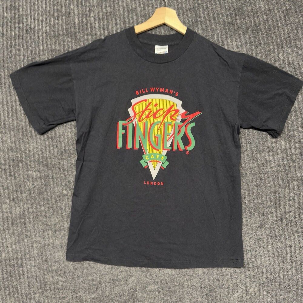 Bill Wyman's Sticky Fingers Cafe T-shirt London Rolling Stones Restaurant VTG M
